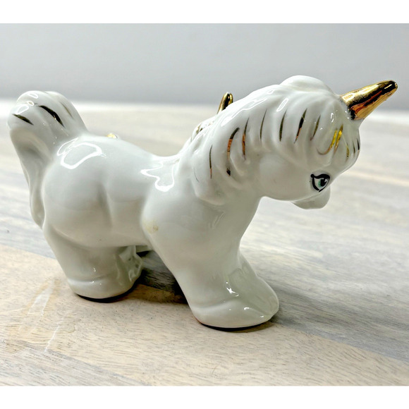 Unicorns porcelain figurine Mom and Baby Gold accents GOI marking on bottom - Picture 3 of 5